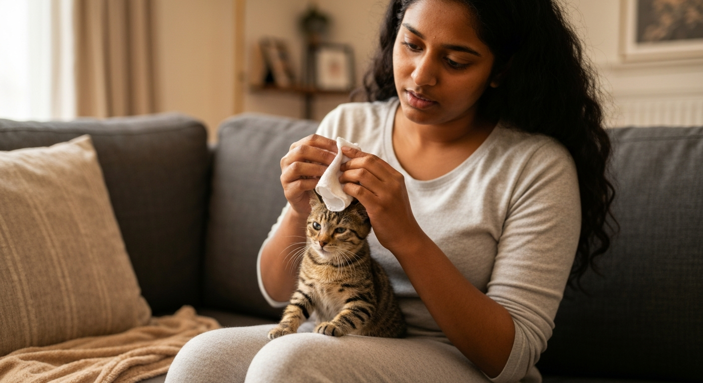 Why is my kitten sneezing and has a watery eye?