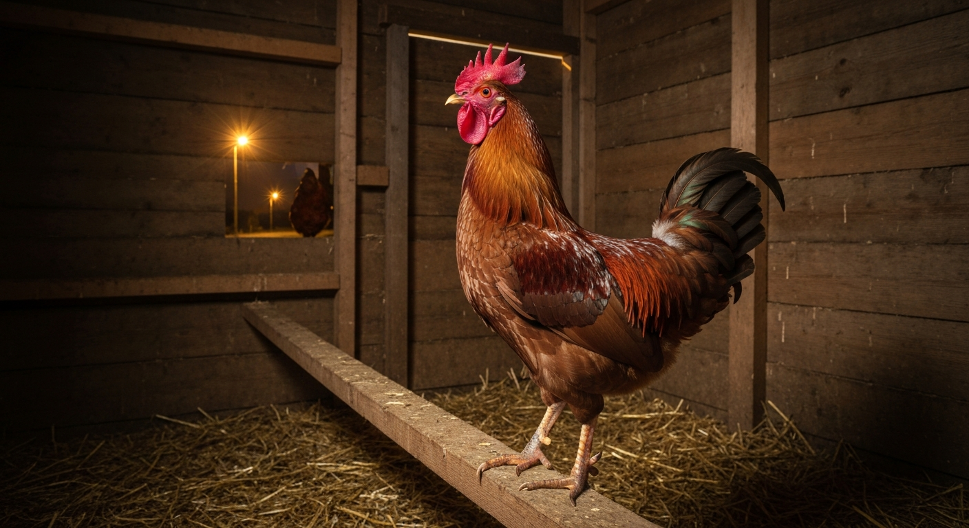 Why is my rooster crowing at night?