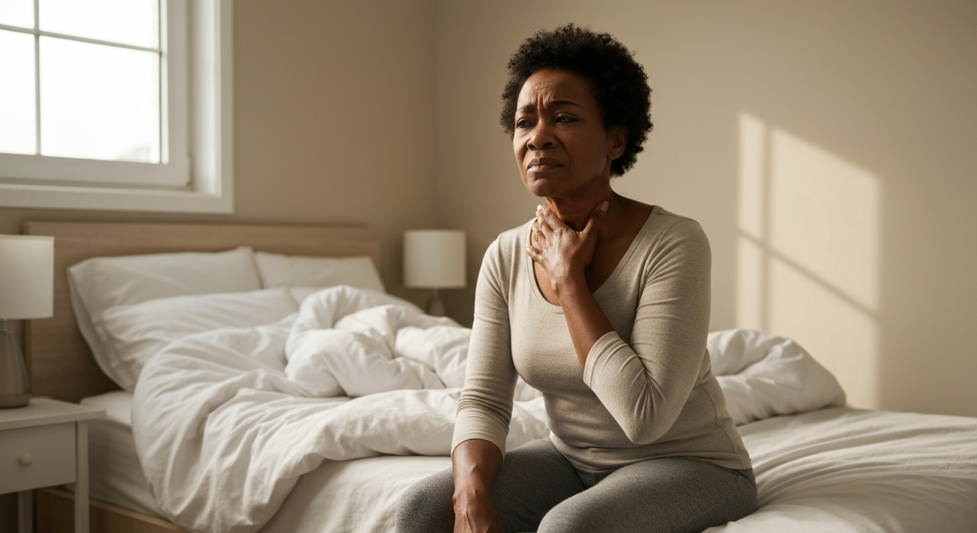 Why is my throat sore when i wake up?